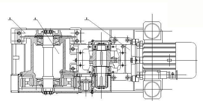 3.Turbine Box Section  4.Roller  5.Base