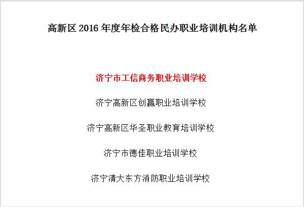 Warmly Congratulate Jining City Industrial And Information Commercial Vocational Training School on Being Passed High-tech Zone 2016 Annual Inspection Successfully